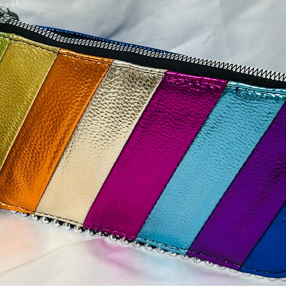 NWT Orange Striped Clutch / Crossbody with Zipper - Picture 2 of 8